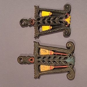 Vintage John Wright Cast Iron Broomsticks Trivets